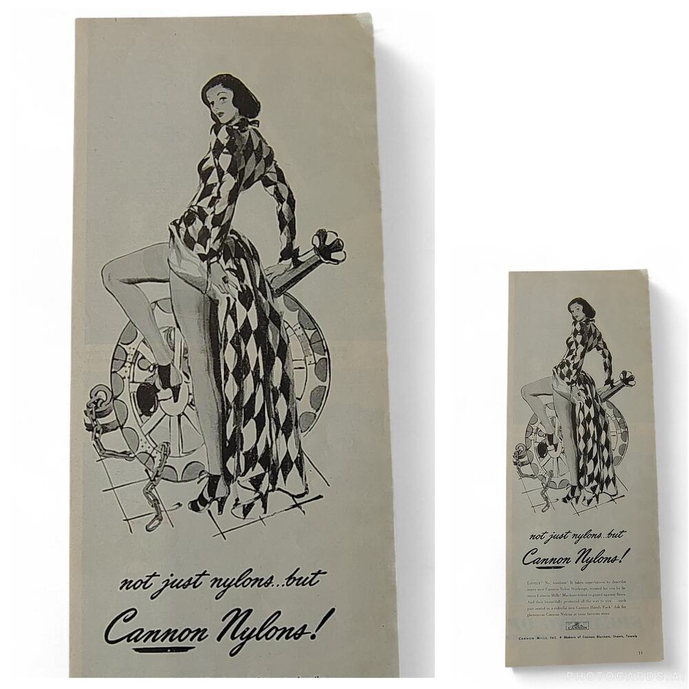 1946 Print Ad Cannon Nylons Sexy Woman Legs Pose Midcentury Hosiery Ephemera